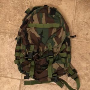 Camo military molle 2 patrol pack used bit worn